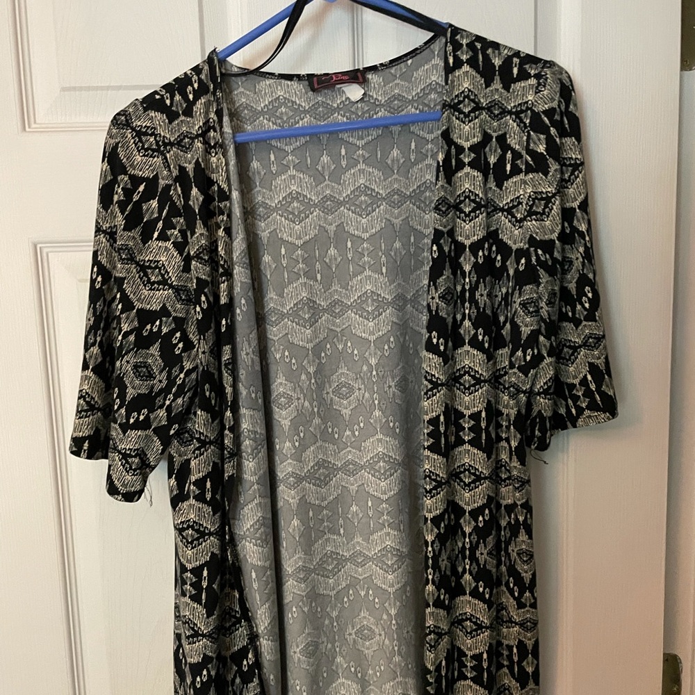 Black Aztec Kimono with Frilled Bottom